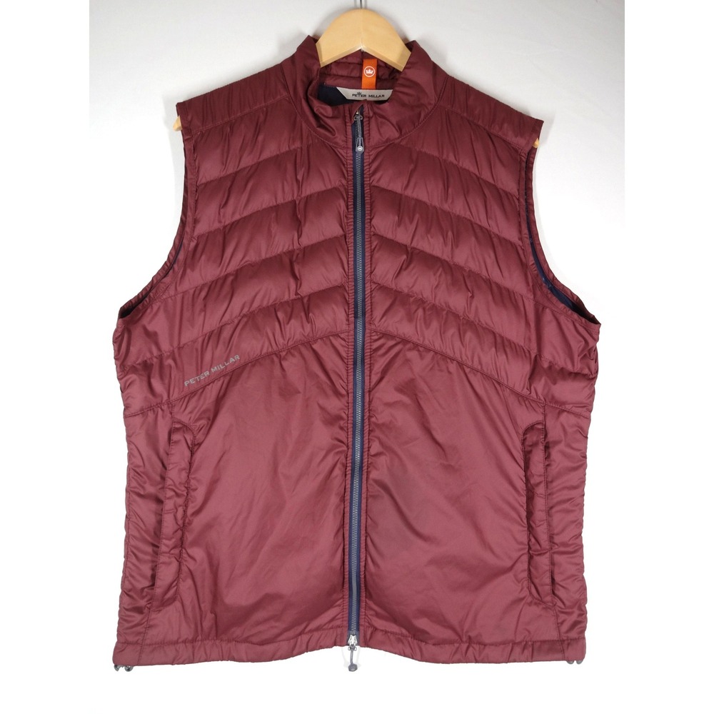 Peter Millar Puffer Vest Mens Large Burgundy Quilted Full Zip Gorpcore Golf Fall